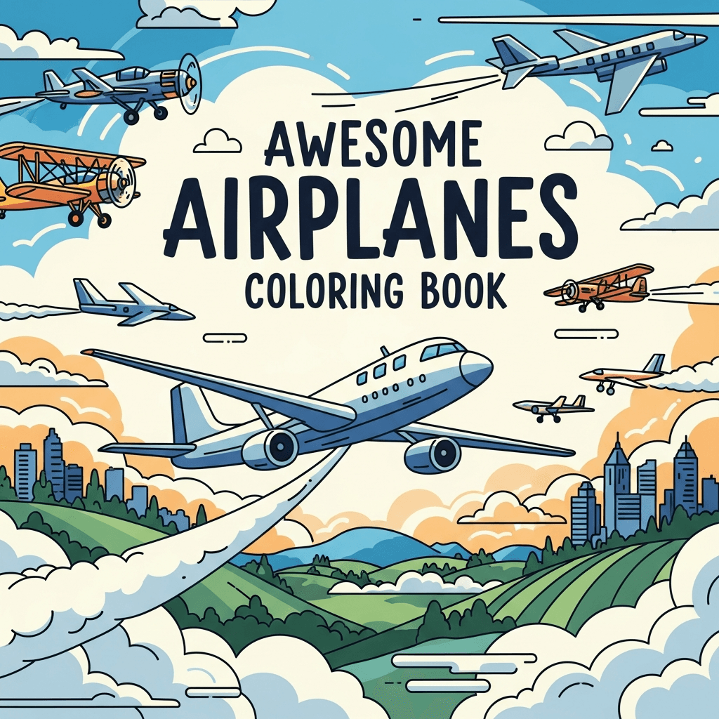 Awesome Airplanes Coloring Book cover