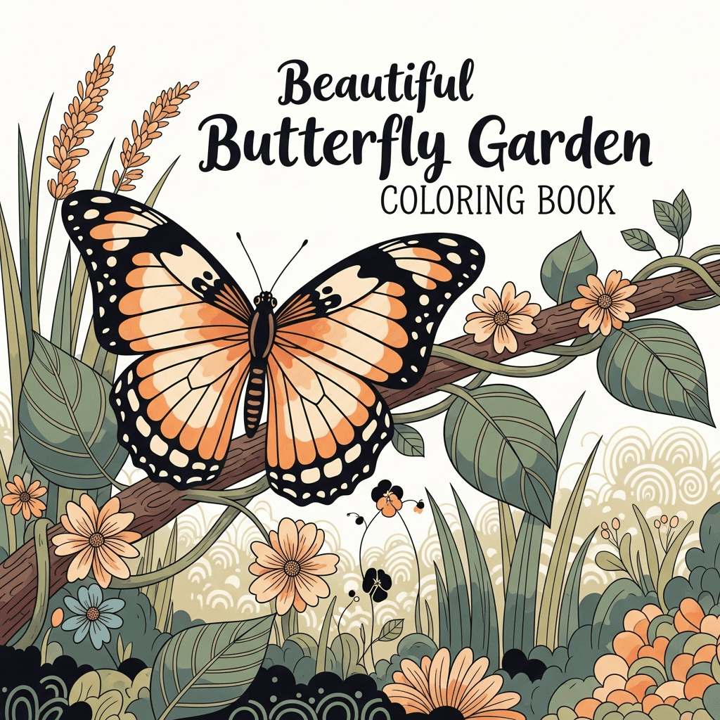 Beautiful Butterfly Garden Coloring Book cover