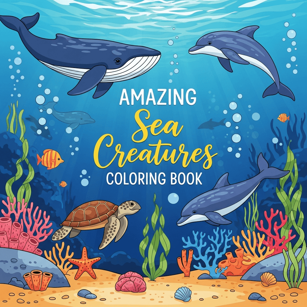 Amazing Sea Creatures Coloring Book cover
