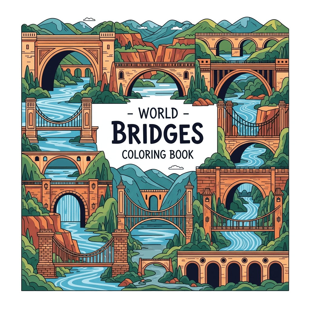 World Bridges Coloring Book cover
