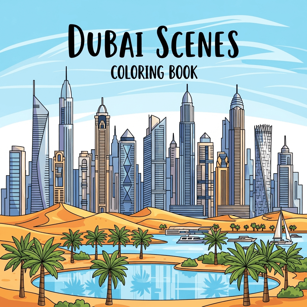 Dubai Scenes Coloring Book cover