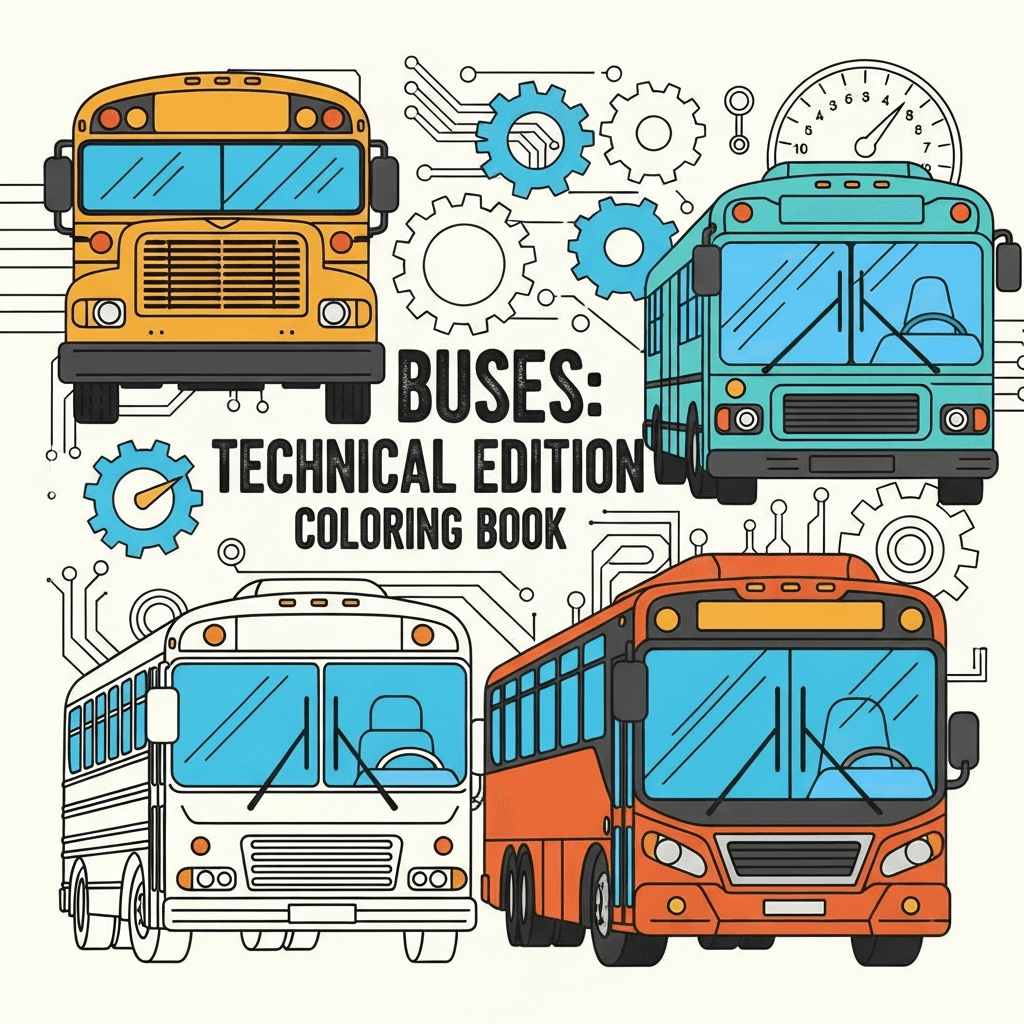 Buses: Technical Edition Coloring Book cover