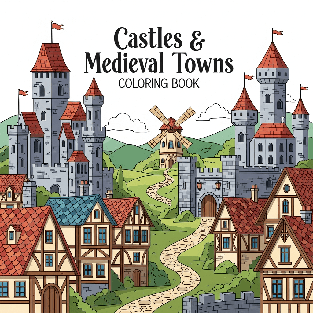 Castles & Medieval Towns Coloring Book cover