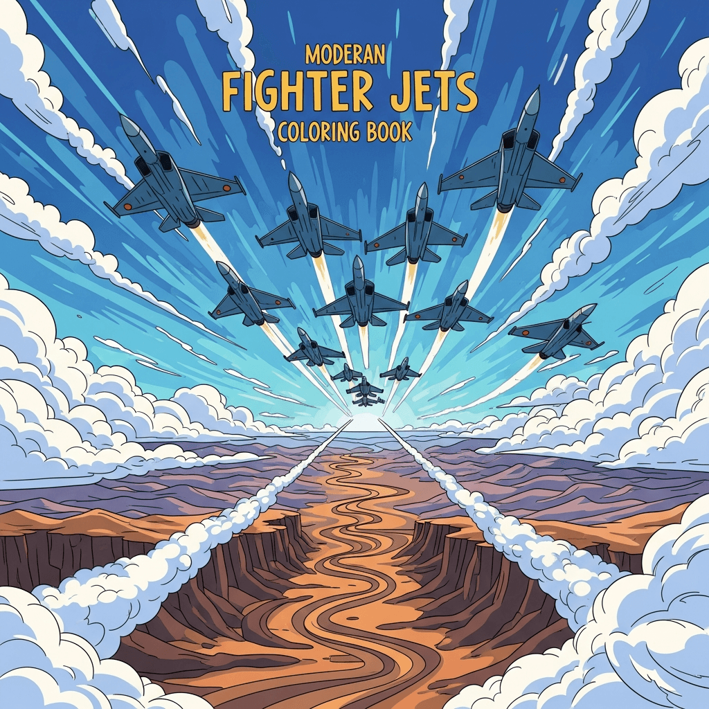 Modern Fighter Jets Coloring Book cover