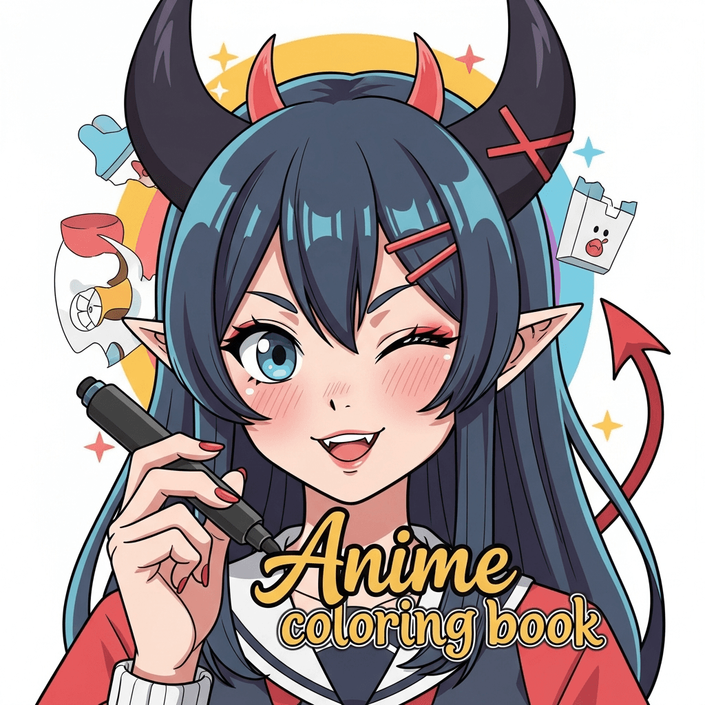 Anime Fantasies and Mystical Creatures Coloring Book cover