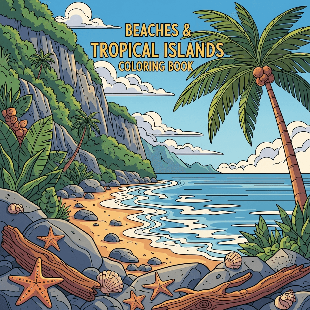 Beaches & Tropical Islands Coloring Book cover