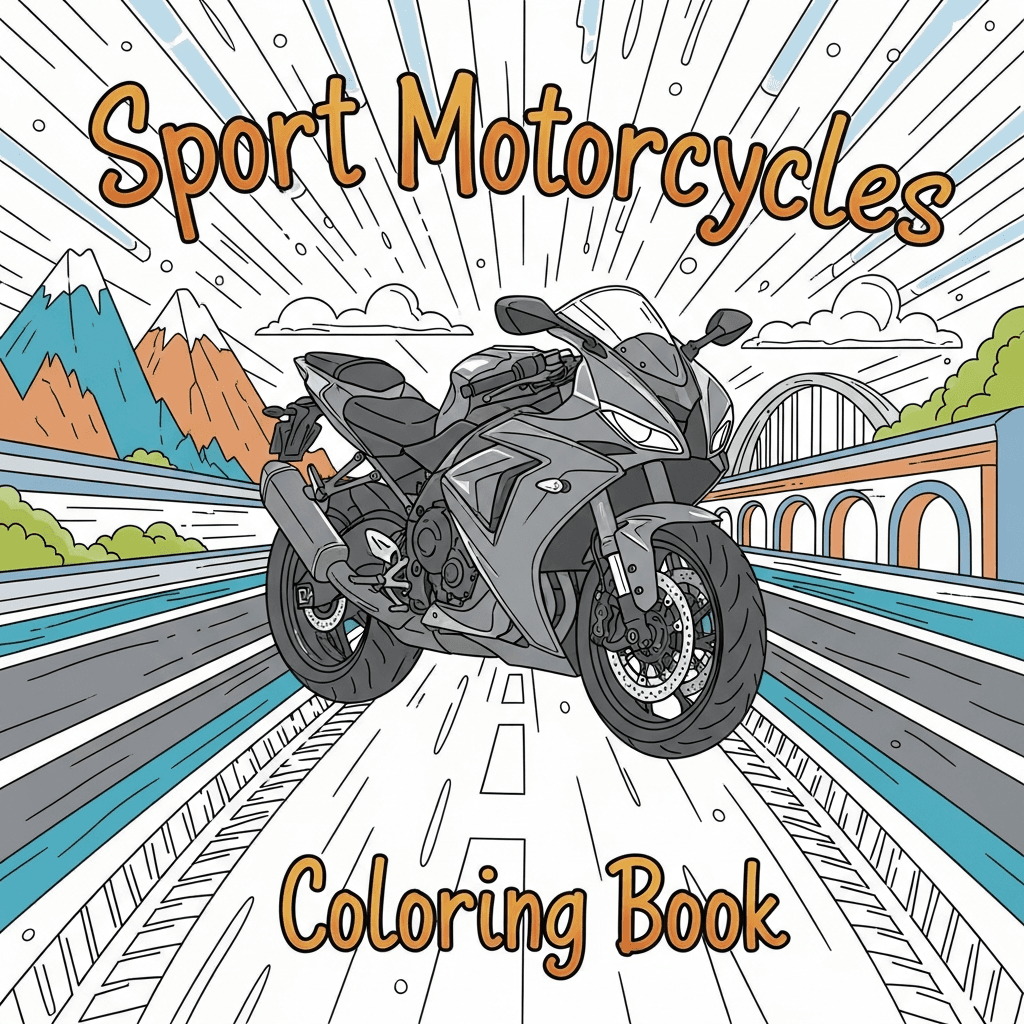 Sport Motorcycles Coloring Book cover