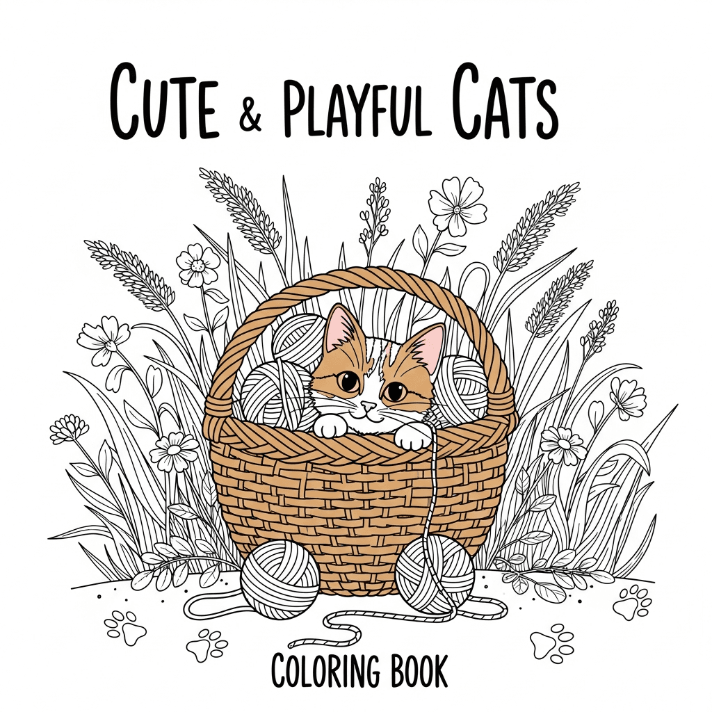 Cute and Playful Cats Coloring Book cover