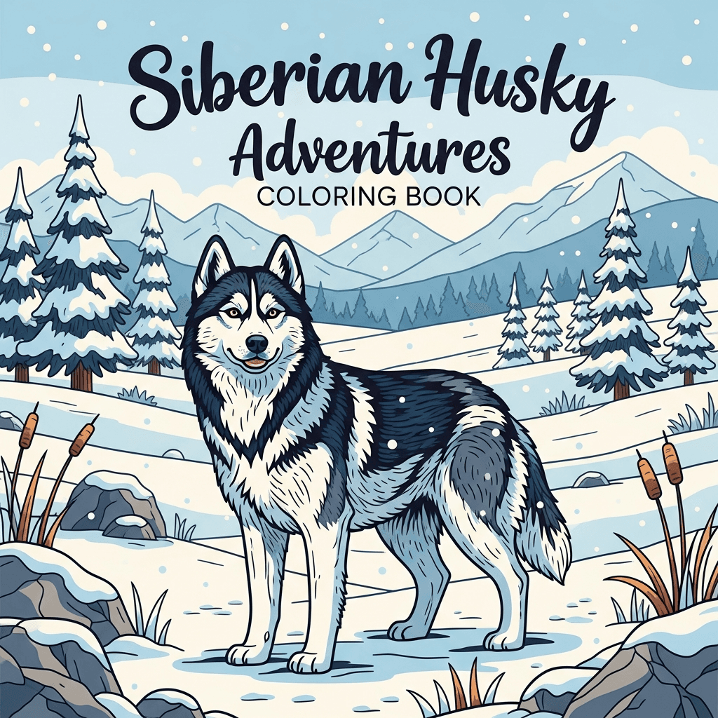 Siberian Husky Adventures Coloring Book cover
