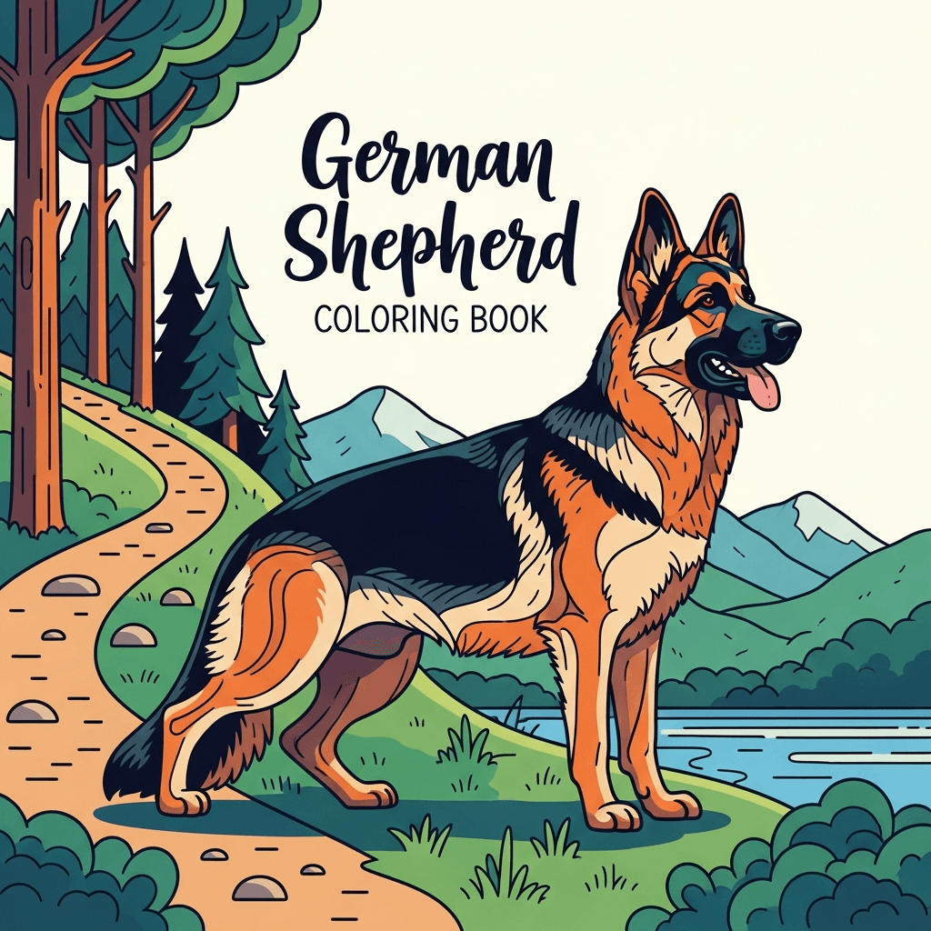 German Shepherd Coloring Book cover