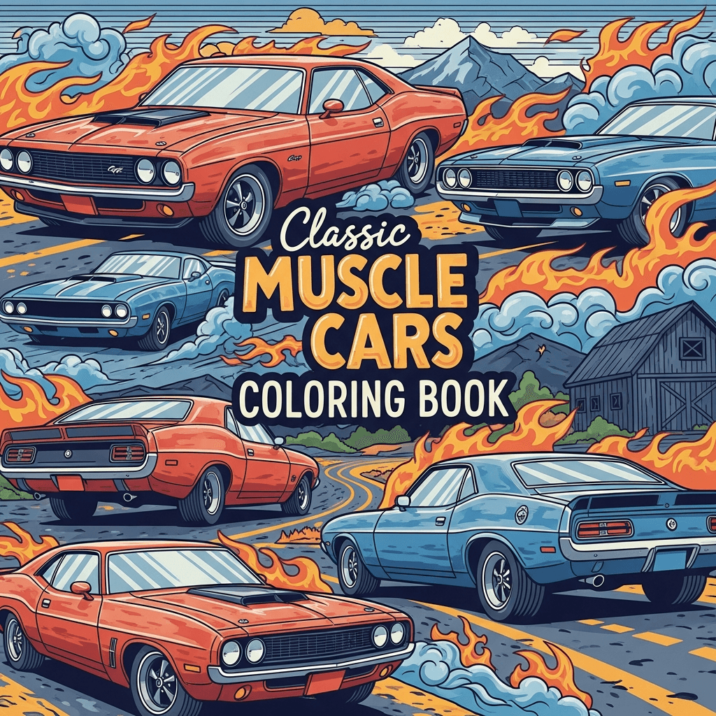 Classic Muscle Cars Coloring Book cover