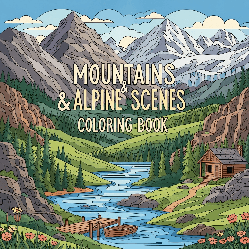Mountains & Alpine Scenes Coloring Book cover