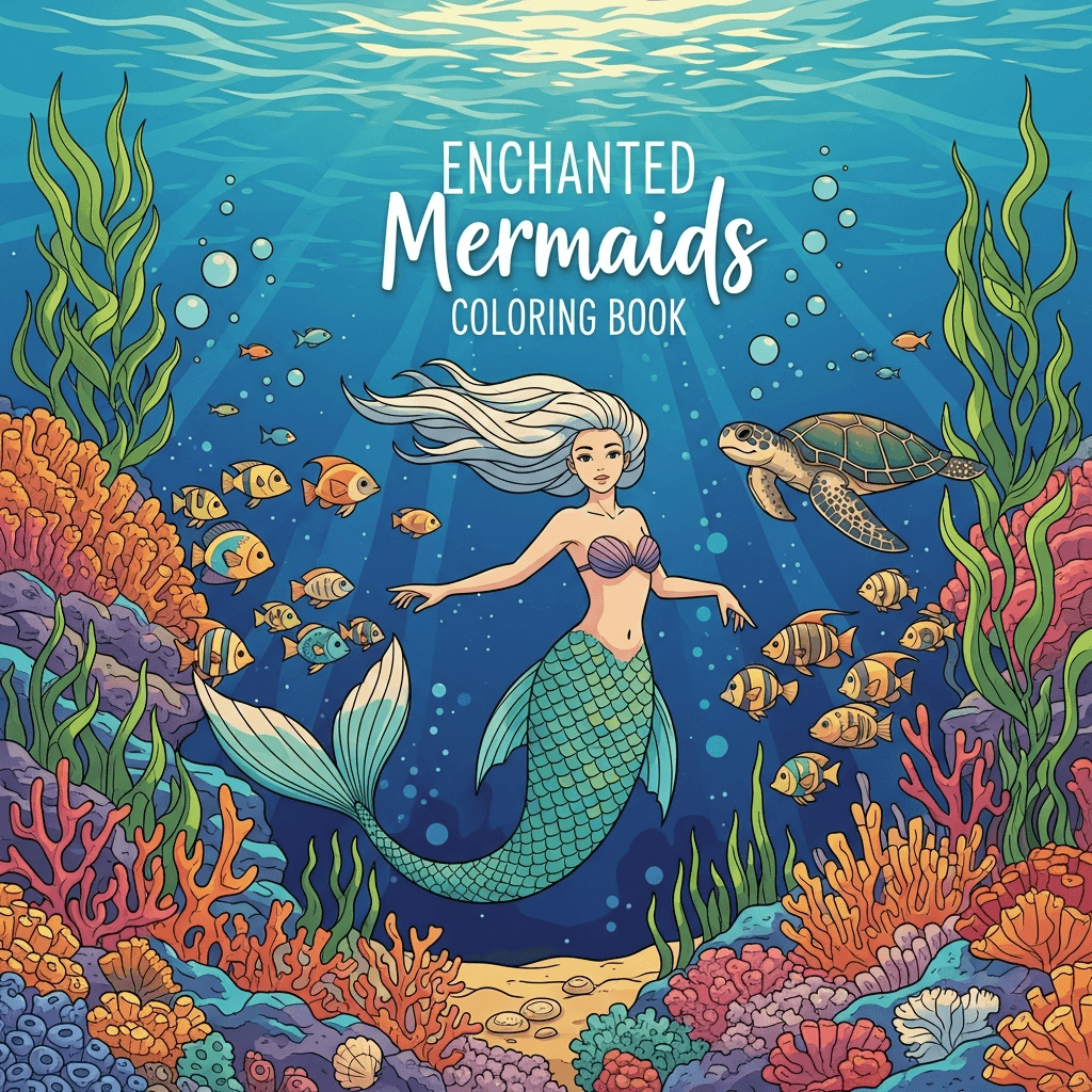 Enchanted Mermaids Coloring Book cover