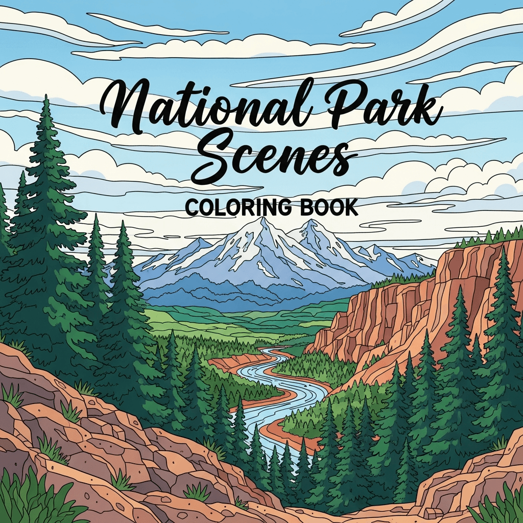 National Parks Scenes Coloring Book cover
