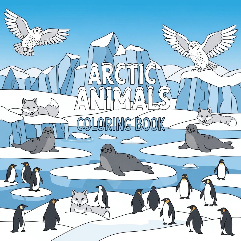 Arctic Animals Coloring Book cover
