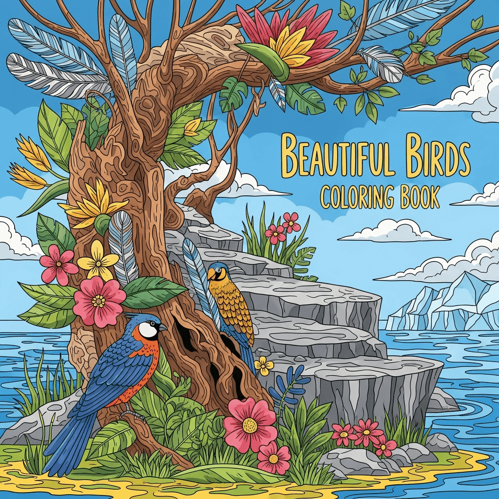 Beautiful Birds Coloring Book cover