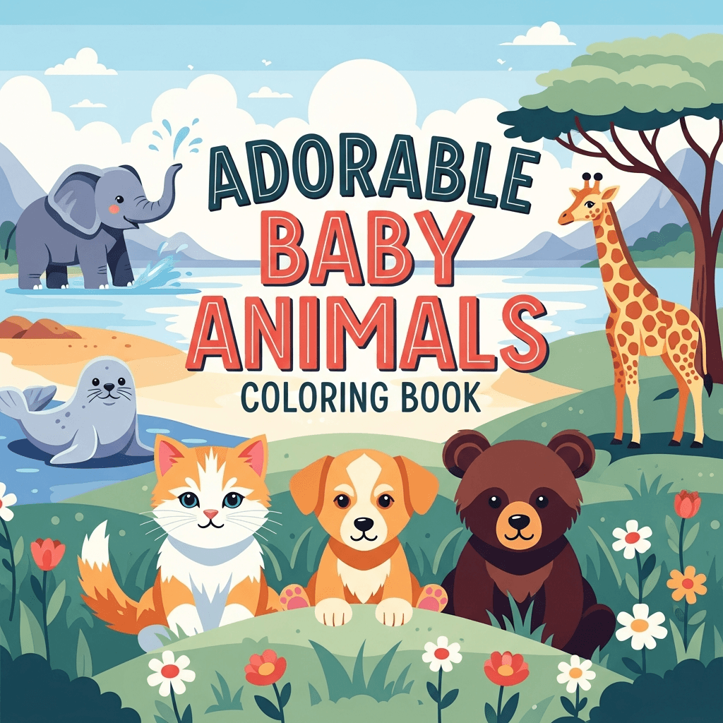 Adorable Baby Animals Coloring Book cover