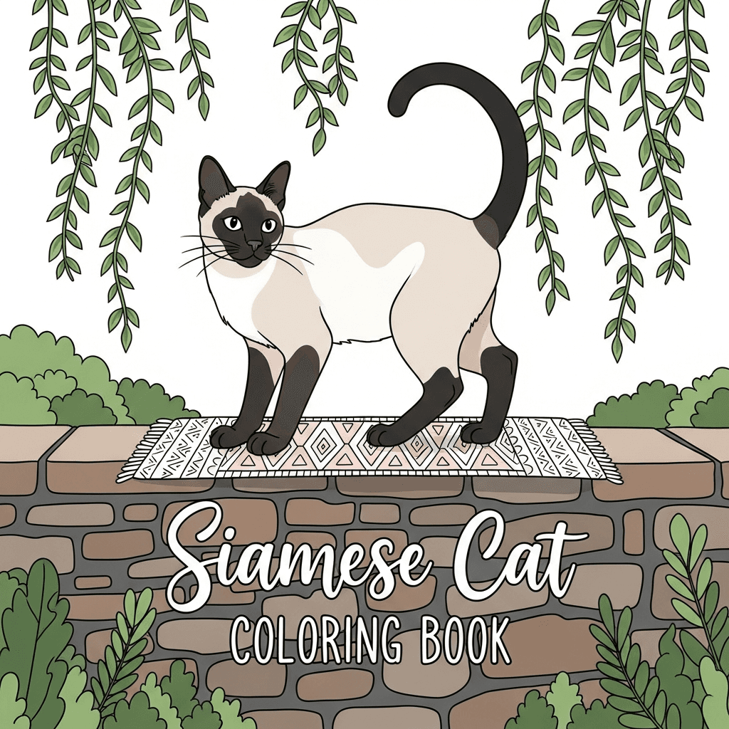 Siamese Cat Coloring Book cover