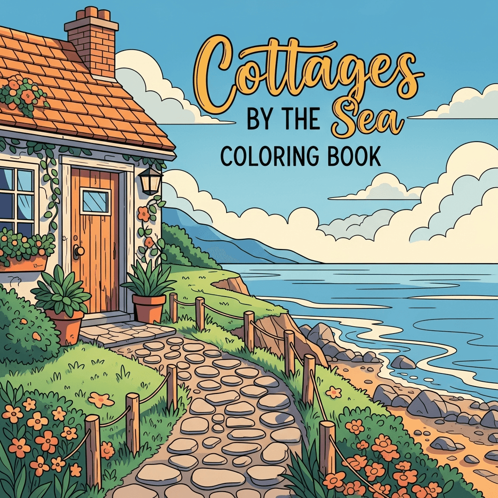 Cottages by the Sea Coloring Book cover