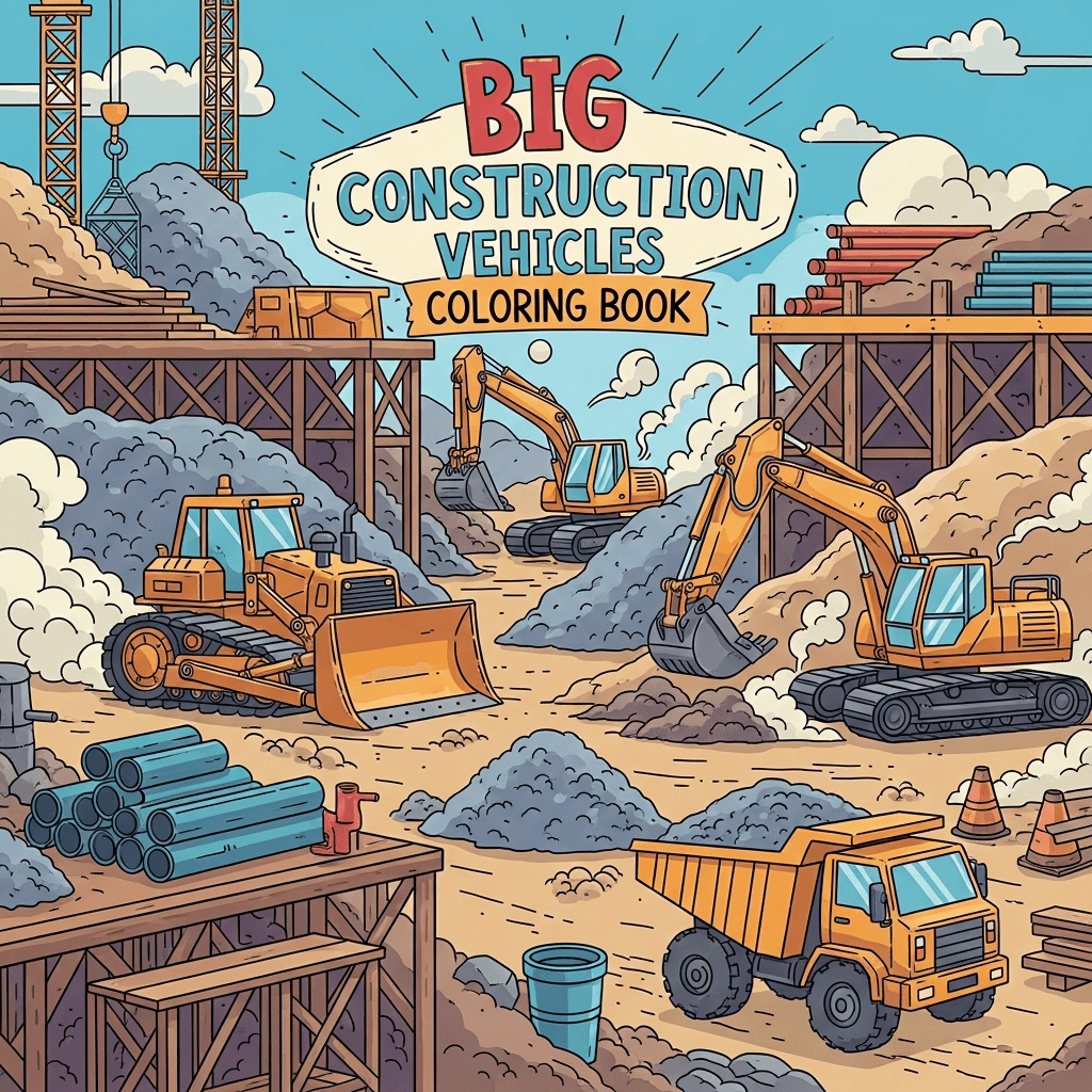 Big Construction Vehicles Coloring Book cover