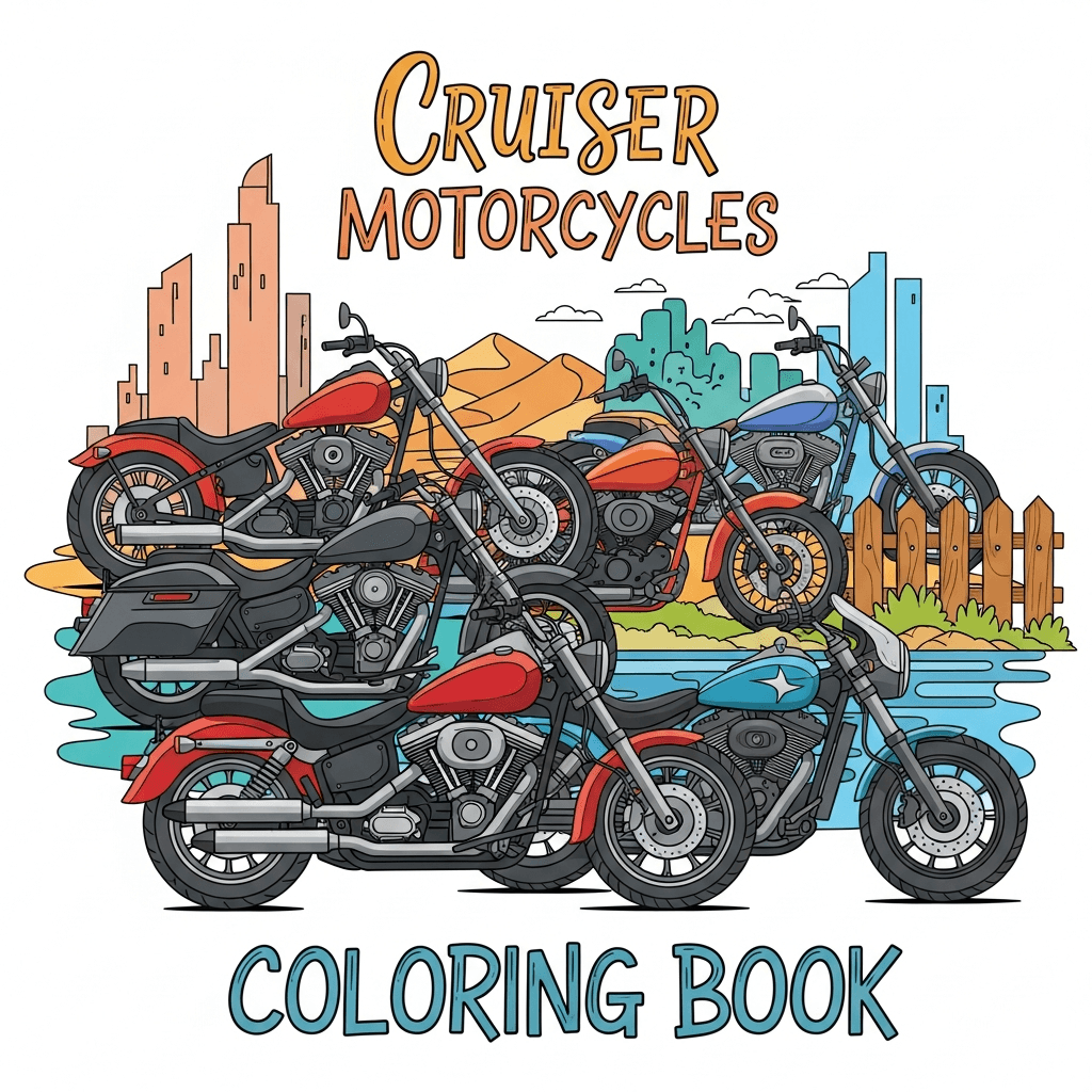 Cruiser Motorcycles Coloring Book cover