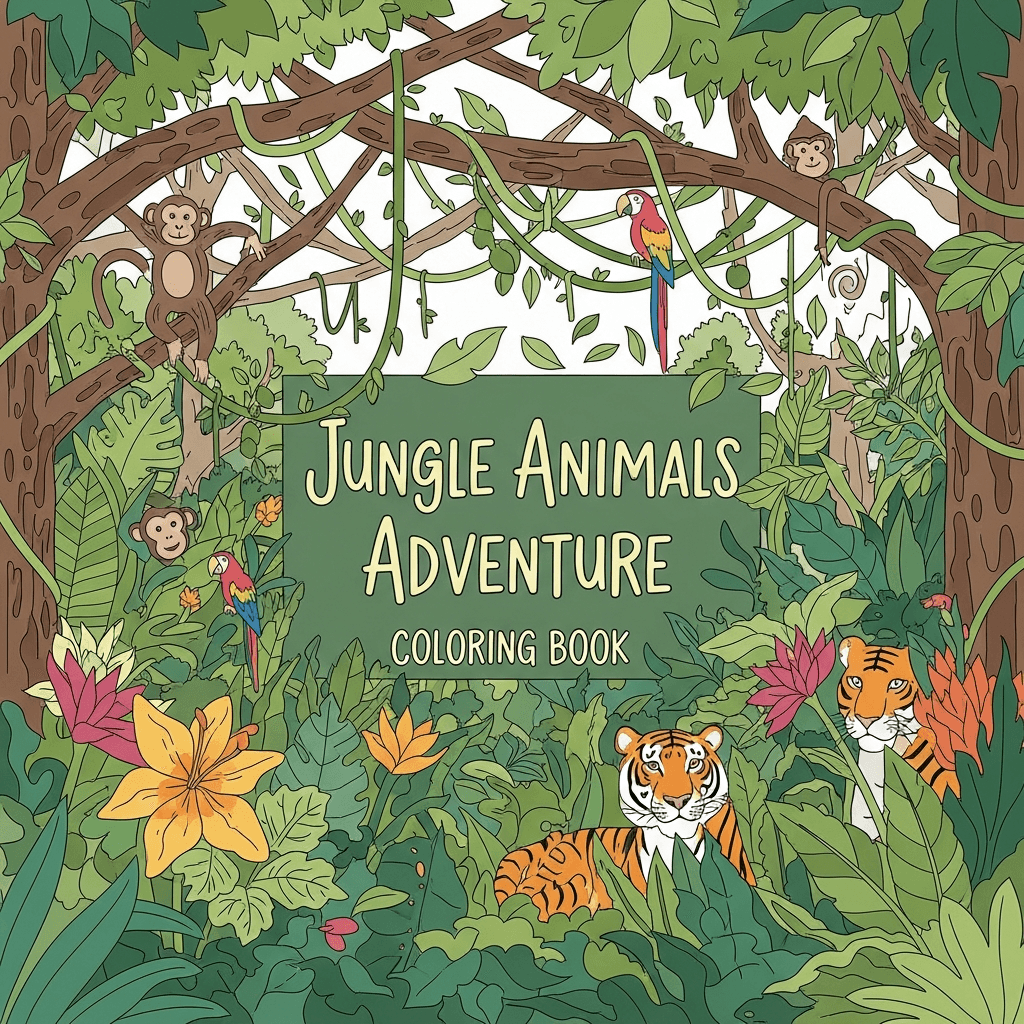 Jungle Animals Adventure Coloring Book cover
