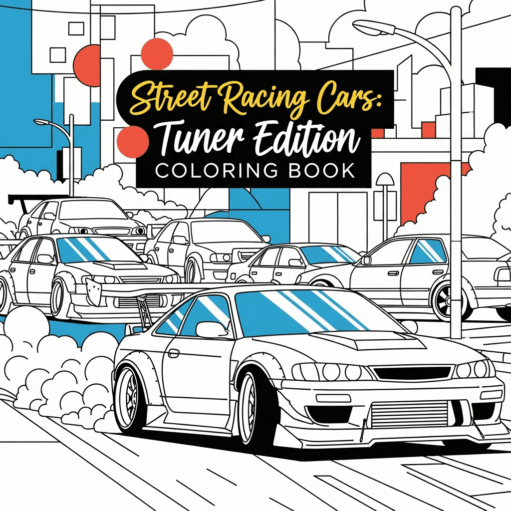 Street Racing Cars: Tuner Edition Coloring Book cover
