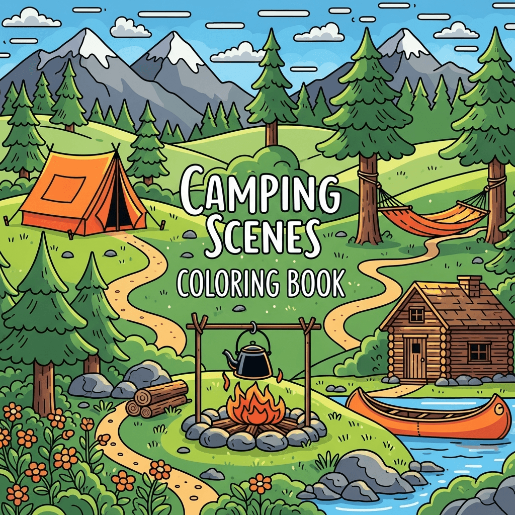 Camping Scenes Coloring Book cover