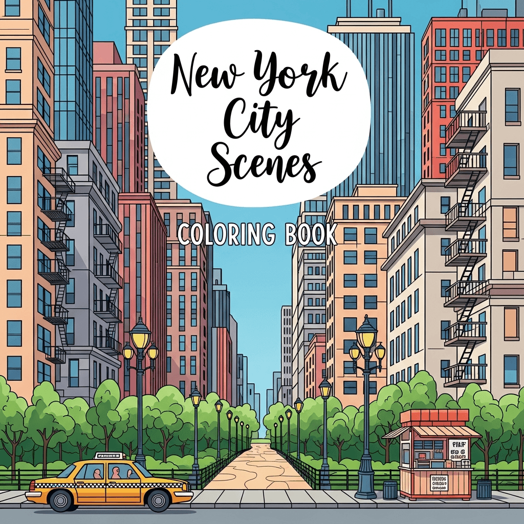 New York City Scenes Coloring Book cover