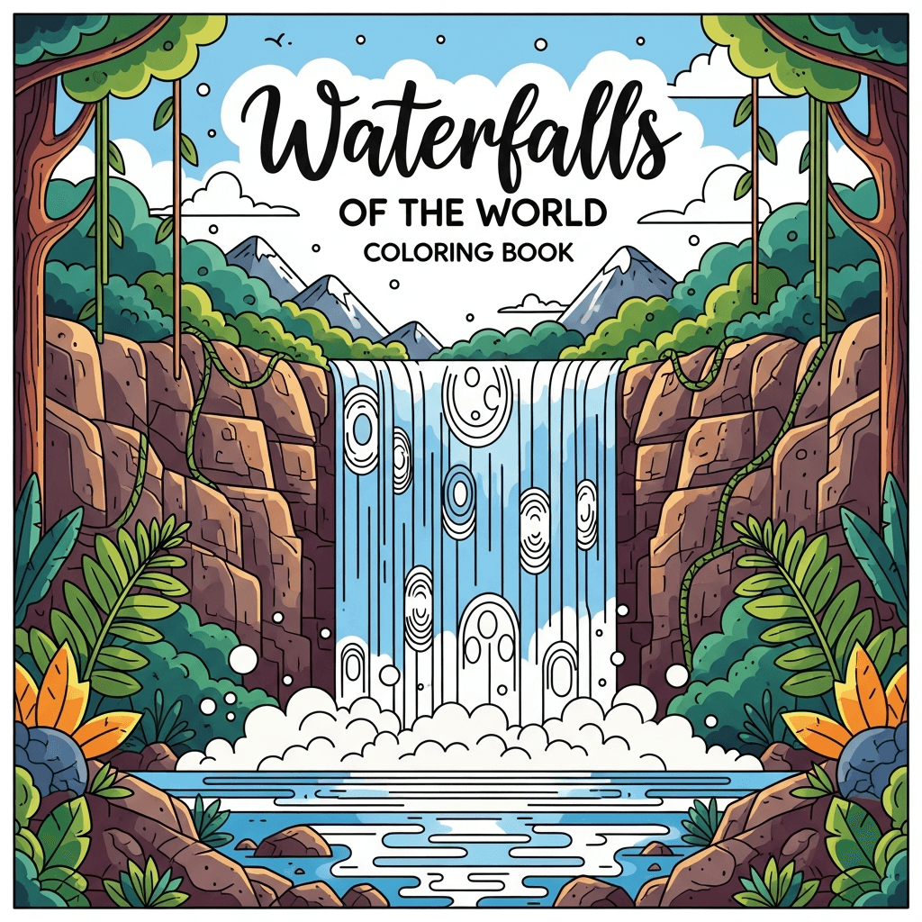 Waterfalls of the World Coloring Book cover