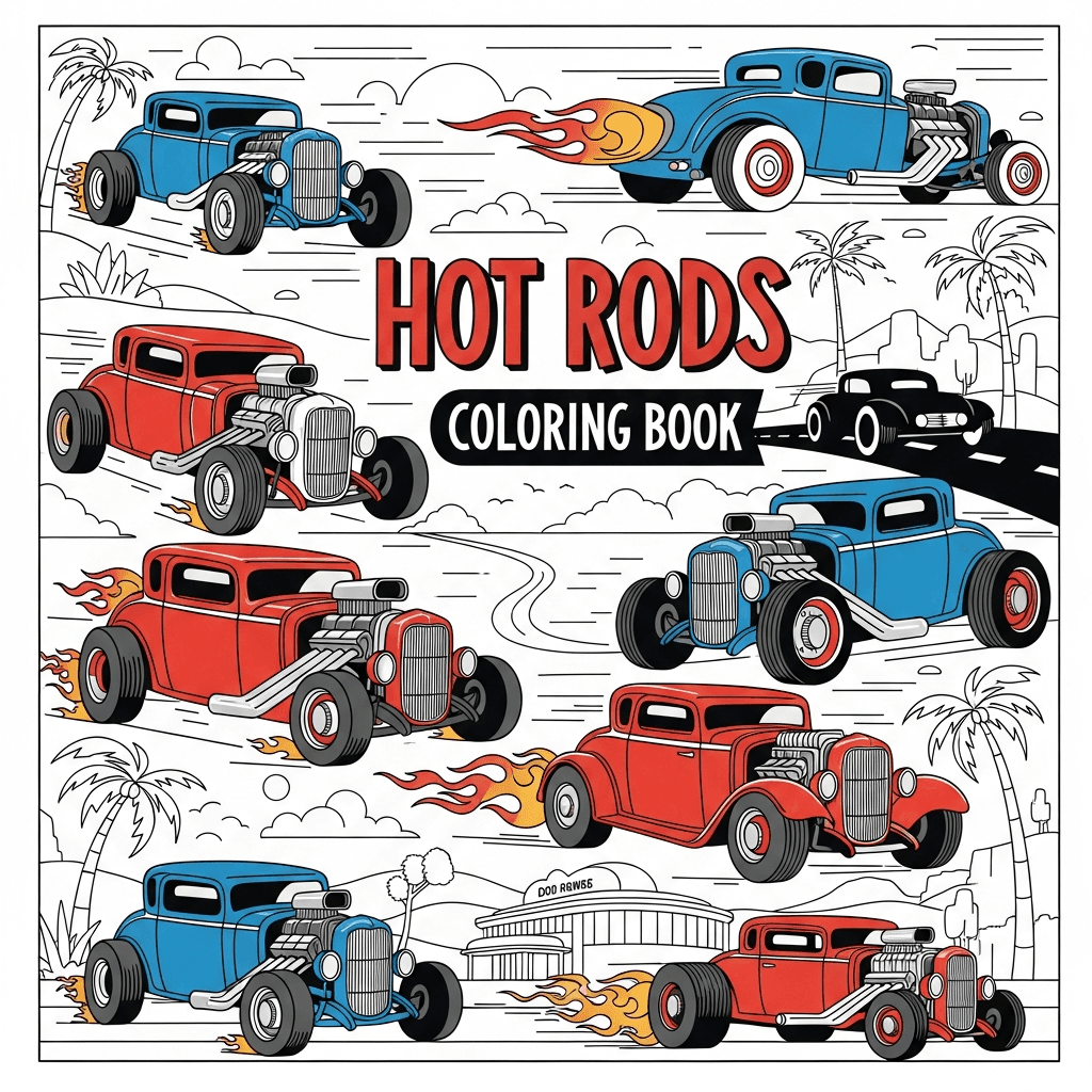 Hot Rods Coloring Book cover