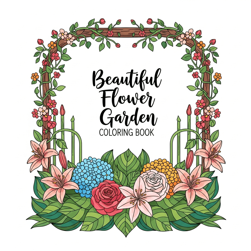 Beautiful Flower Garden Coloring Book cover