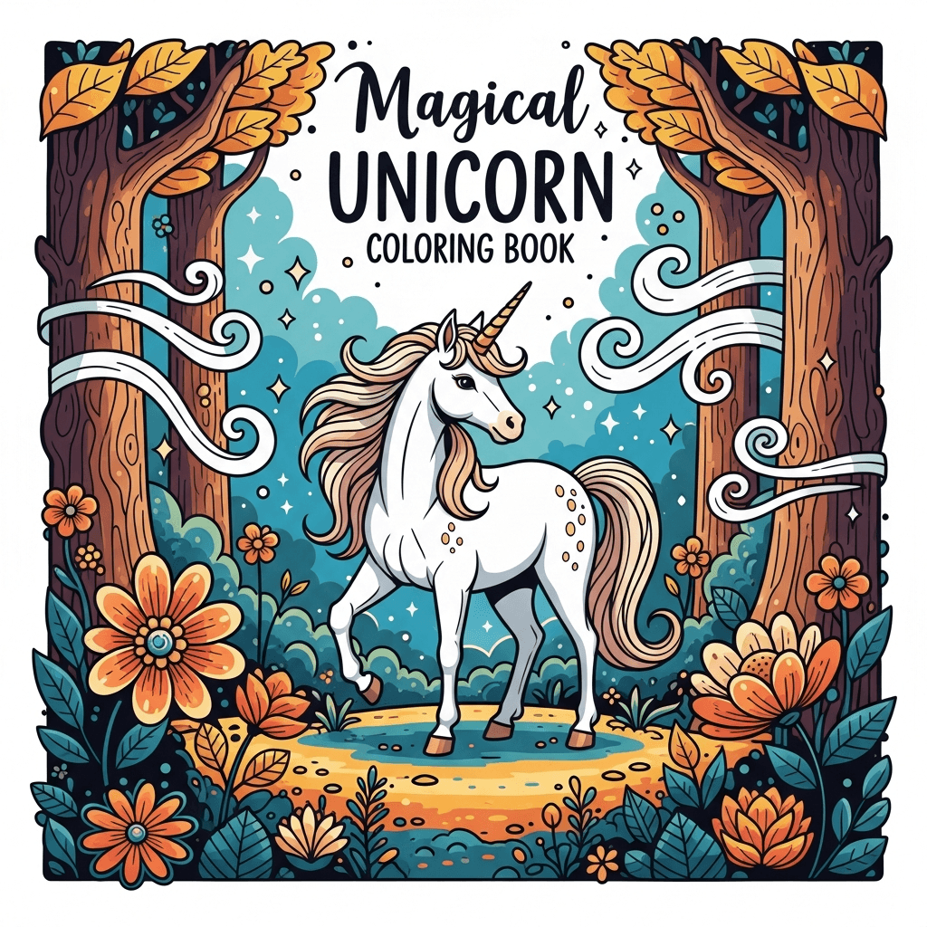Magical Unicorn Coloring Book cover