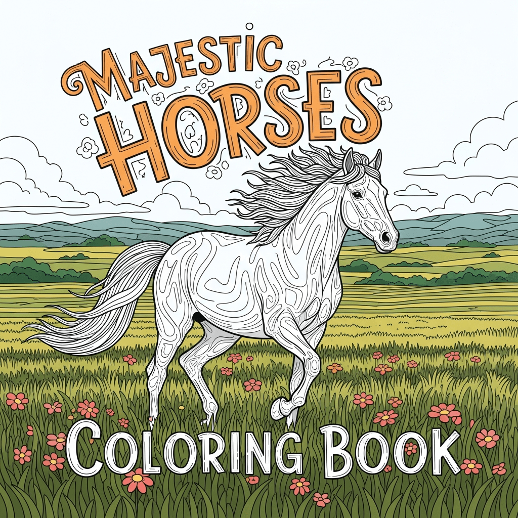 Majestic Horses Coloring Book cover