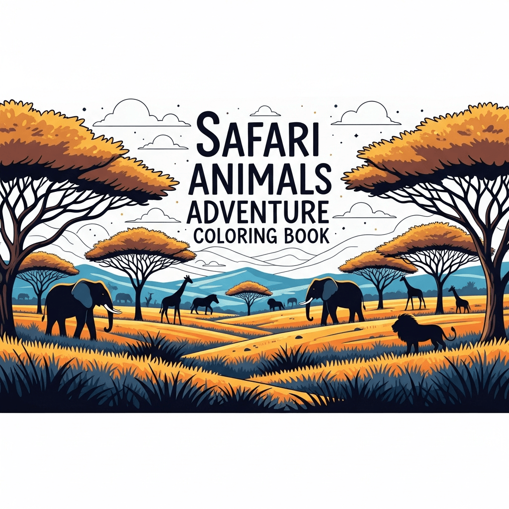 Safari Animals Adventure Coloring Book cover
