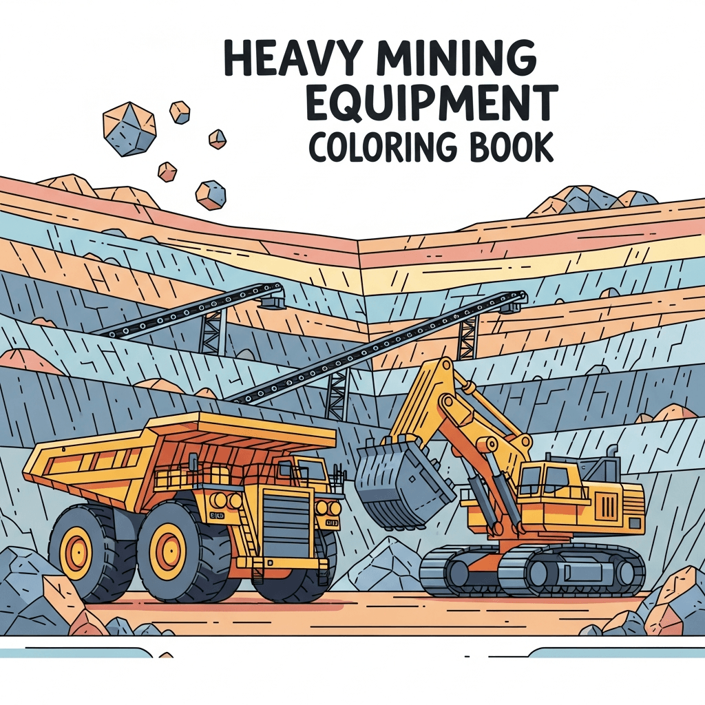 Heavy Mining Equipment Coloring Book cover