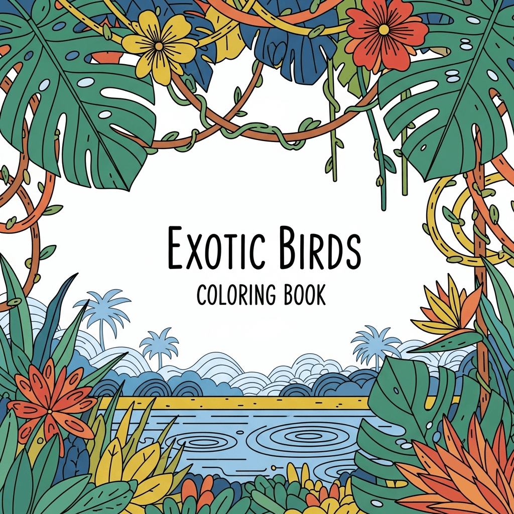 Exotic Birds Coloring Book cover