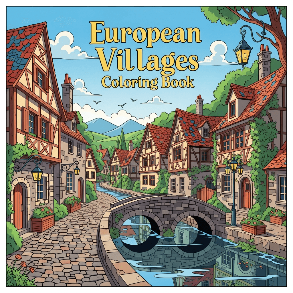 European Villages Coloring Book cover